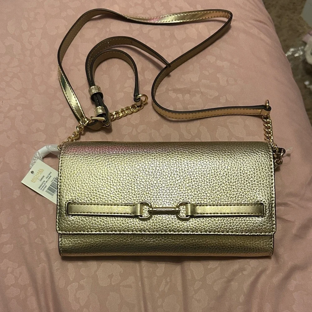 Michael By Michael Kors Stylish Gold Crossbody Bag